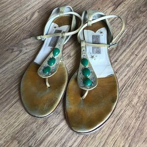 Jimmy Choo Gold Flat Sandals - 8.5